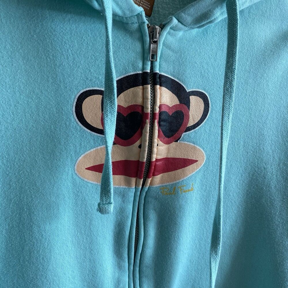 Vintage Y2K Paul Frank Blue Zip Jacket Hoodie Girl’s Size XL (fits Women Small) - Picture 2 of 10